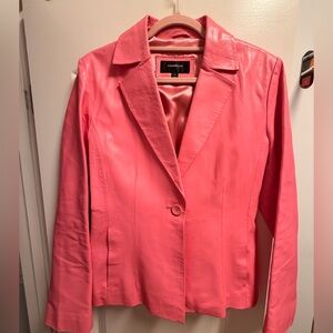 Coldwater Creek Vibrant Pink 100% Leather Blazer